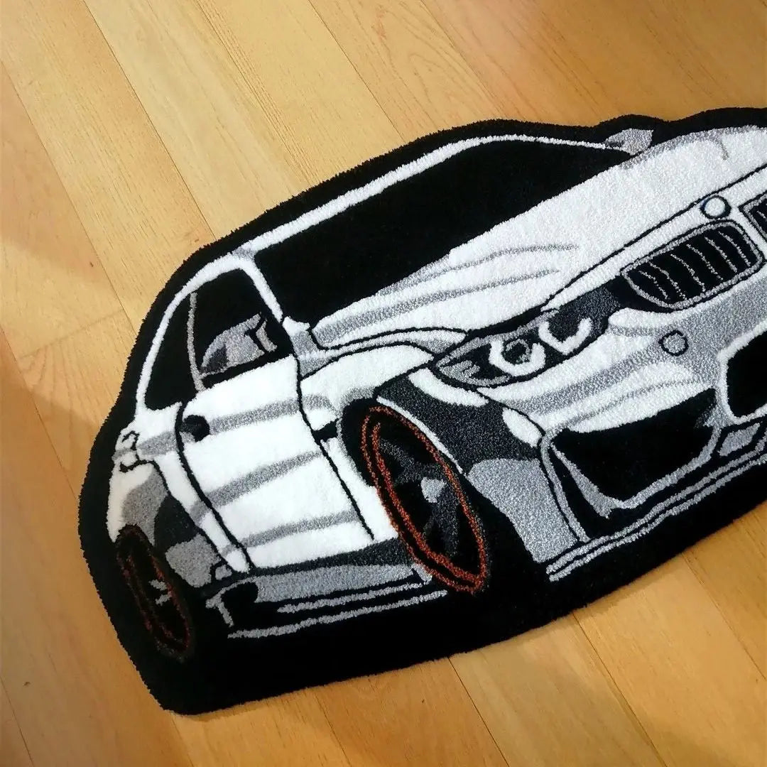 Cool White Car Rug Digital Printing Technology Simple Housewarming Gift Handmade Non-Slip Decorative Carpet