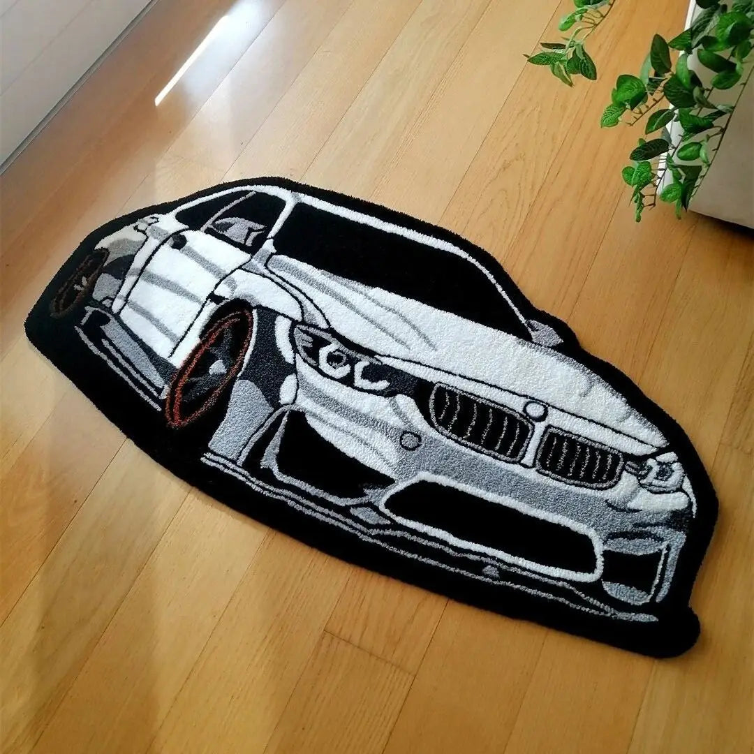 Cool White Car Rug Digital Printing Technology Simple Housewarming Gift Handmade Non-Slip Decorative Carpet