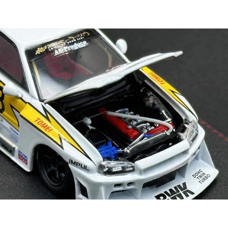 SW In Stock 1:64 LBWK Skyline GTR ER34 Super Silhouette Lightning Opened Hood Diecast Diorama Car Model Collection Street Weapon