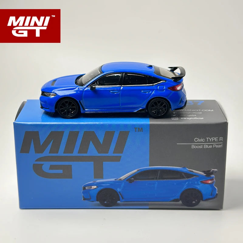 MINIGT 1:64 Civic Type R Boost Blue Pearl 2023 alloy car model 637