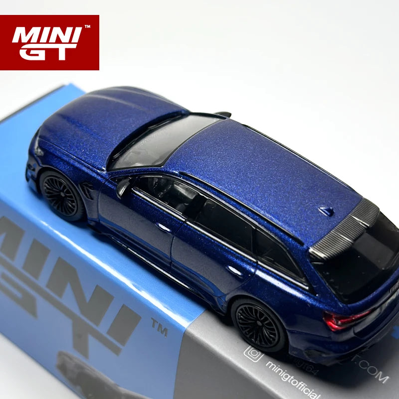 MINIGT 1:64 ABT RS6 R Navarra Blue Metallic Alloy 574 car model MJ