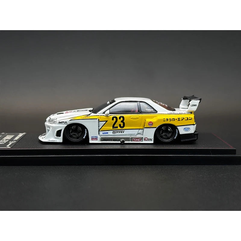 SW In Stock 1:64 LBWK Skyline GTR ER34 Super Silhouette Lightning Opened Hood Diecast Diorama Car Model Collection Street Weapon