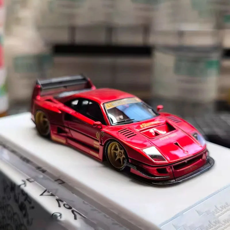 FuelMe Resin 1:64 Scale F40 LBWK Metallic Red Wide-body Modified Car Model Classics Adult Souvenir Gift Static Display