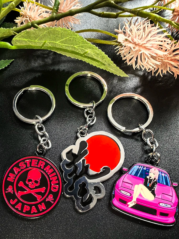 JDM Cute Girl Key Chain 3D Metal Zinc Alloy Keychain Holder Car Motorcycle Key Ring FOR Turbo Wheel GTI Pendant Auto Accessories