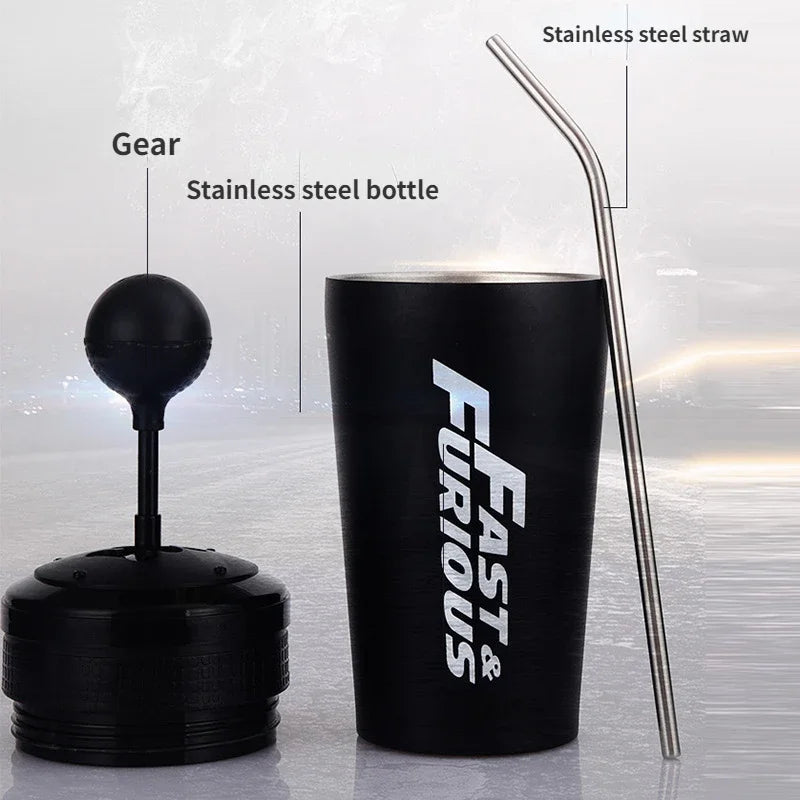 Fast X Gear Shift Cup 304 Stainless Steel Vacuum Cup Fast and Furious 10 Portable Straw Cup Thermos Bottle