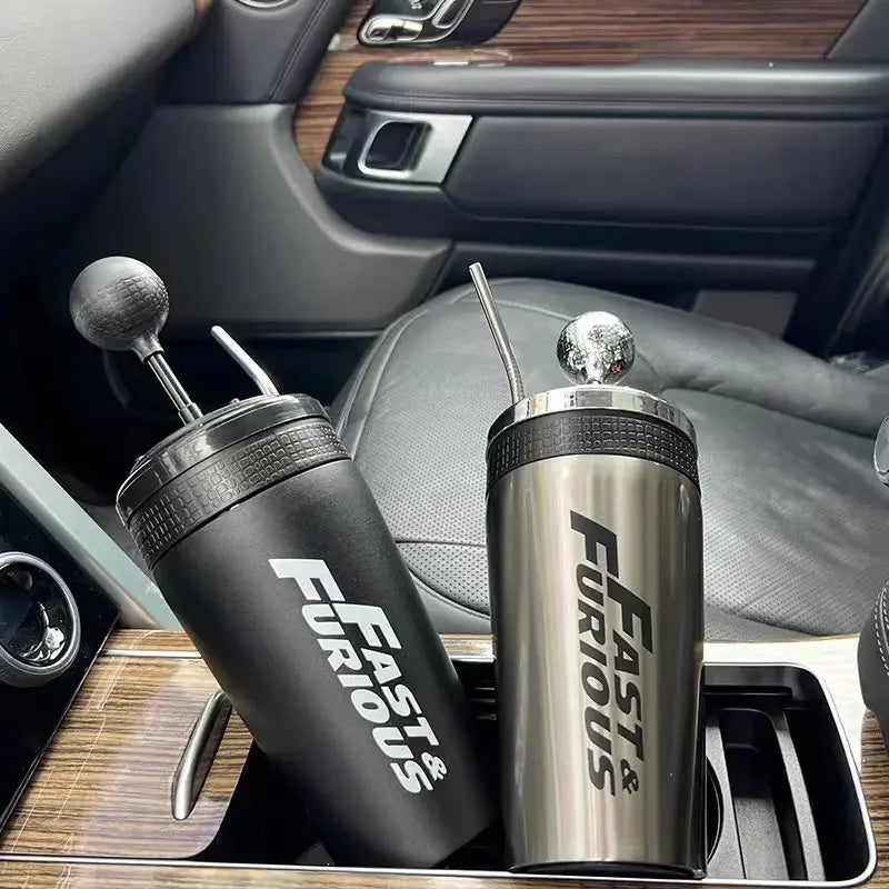 Fast X Gear Shift Cup 304 Stainless Steel Vacuum Cup Fast and Furious 10 Portable Straw Cup Thermos Bottle