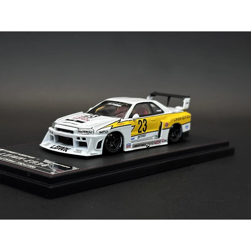 SW In Stock 1:64 LBWK Skyline GTR ER34 Super Silhouette Lightning Opened Hood Diecast Diorama Car Model Collection Street Weapon