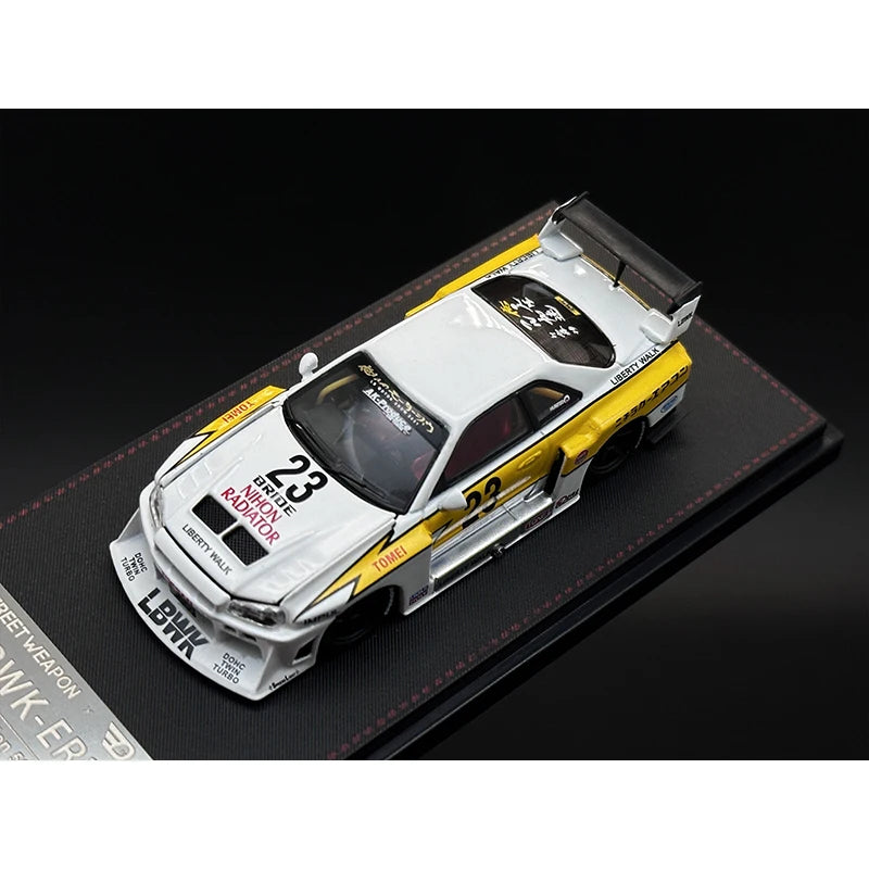 SW In Stock 1:64 LBWK Skyline GTR ER34 Super Silhouette Lightning Opened Hood Diecast Diorama Car Model Collection Street Weapon