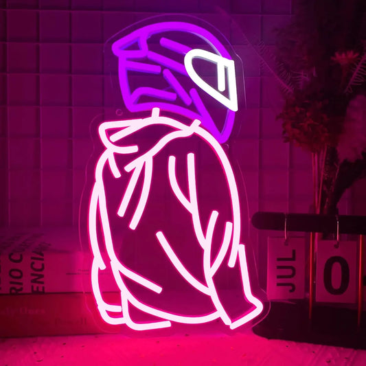 Motorcyclist Neon Signs for Wall Decor,Dimmable Neon Sign,Usb Powered Business Garage Neon Light for Man Cave  Birthday Gifts